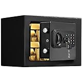 Fireproof Small Safe Box for Money, 0.23 Cu ft Mini Fireproof Safe with Combination Lock, Digital Safe for Kids Home Hotels Business (17sp-black-1)
