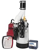 THE BASEMENT WATCHDOG Model DFK961 1/3 HP Combination Submersible Sump Pump with Cast Iron / Cast Aluminum Primary Sump Pump and a 24 Hour a Day Monitoring Emergency Battery Backup Sump Pump System