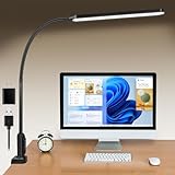LED Desk Lamp for Home Office, 1400LM Flexible Gooseneck Desk Light with Clamp, 5 Mode X 11 Brightness Eye-Caring Modes, Memory Function, Architect Task Desk Lamps for Workbench Drafting Reading Study
