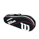 Wilson Advantage III Triple Tennis Racket Bag - Black/White/Red, Holds up to 3 Rackets