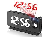 Projection Alarm Clocks for Bedrooms,LED Digital Clock with 180° Rotatable Projector on Ceiling Wall,Snooze Model,12/24H,2-Level Brightness Indoor Temperature for Heavy Sleepers Adults