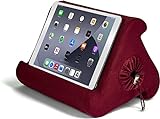 Flippy Tablet Pillow Stand and iPad Holder for Lap, Desk and Bed, Multi-Angle with Storage, Compatible with Kindle, Fire, iPad Pro 12.9, 10.9, 10.2, Air and Mini, Samsung Galaxy (Nebbiolo Red)