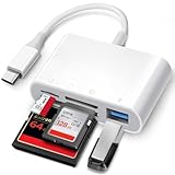 USB C SD Card Reader, ChiaoPio 4 in 1 USB-C to SD Memory Card Adapter with CompactFlash/CF/SD/MicroSD & USB 4 Port Compatible with iPhone 15 iPad Mac MacBook Pro/Air/Mini Laptop