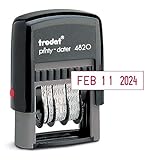 Trodat Self Inking Date Stamp Printy 4820, Months in Letters, US Format in MMM-DD-YYYY - Impression Red, 3/8” x 1-¼”