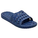 TECS Mens Quick Drying Lightweight Water Shoe for Beach, Showers, House Slipper, Outdoor and Versatile Use with Open Toe, Rubber Sole, Navy Blue
