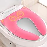 Gimars Non Slip No Falling Travel Folding Portable Potty Training Seat Fits Most Toilets, 6 Large Non-slip Silicone Pad, Home Reusable with Carry Bag for Toddlers Kids Boy Girl, Pink