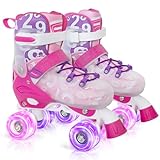 MammyGol Kids Roller Skates for Girls Boys with Transparent Durable Shell, Dual-Color Illuminated Wheels | Adjustable Size for Growing Feet for Children