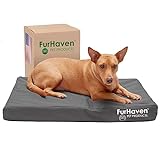 Furhaven Water-Resistant Orthopedic Dog Bed for Medium/Small Dogs w/ Removable Washable Cover, For Dogs Up to 35 lbs - Indoor/Outdoor Logo Print Oxford Polycanvas Mattress - Stone Gray, Medium
