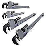 KARRYTON Aluminum Pipe Wrench Set, 10' 14' 18' 24'(4 Pack) Adjustable Straight Handle Plumbing Wrench Set, Heavy Duty Plumbers Tool with Drop Forged Jaw,Exceed the Standard GGG