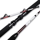 Fiblink Trolling Rod Saltwater Deep Dropper Big Game Rod Conventional Boat Roller Rod Carbon Fishing Pole (2 Pieces - 5'6' - 30-50lbs)