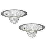 Seatery 1.0' Small Drain Mesh Basket, Bathroom Sink Drain Strainers, 2PCS Drain Hair Catchers for Laundry, Mop Pool, Utility, Slop, RV Sink, Stainless Steel Drain Filter
