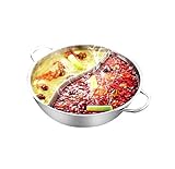 Yzakka Stainless Steel Hot Pot Pot without Divider for Induction Cooktop Gas Stove, 30 CM 13 OZ, Include Pot Spoon