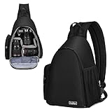 Cwatcun Camera Sling Bag, Camera Shoulder Crossbody Backpack, DSLR/SLR/Mirrorless Camera Case, Shockproof Photography Camera Chest Bag with Tripod Holder, Compatible with Canon/Nikon/Sony/Fuji
