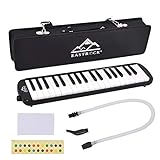 EastRock 37 Key Melodica Instrument, Air Piano Keyboard Soprano style,Pianica with Mouthpiece Tube Sets and Carrying Bag, Black