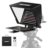 NEEWER Teleprompter X14 PRO with RT-110 Remote & APP Control (Bluetooth Connection via NEEWER Teleprompter App), 14” Portable No Assembly Compatible with iPad Android Tablet Smartphone Camera