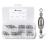 AMYSPORTS Drop Shot Fishing Sinkers Tackle Casting Swivel Fishing Weight Sinker Bullet Fishing Sinker Saltwater Removable Freshwater