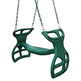Gorilla Playsets 04-0037-G Dual Ride Glider Back-to-Back Tandem Swing, Green, Green Plastic Coated Chains, Multi-Child Swing