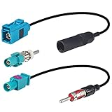 onelinkmore Car Antenna Universal Vehicle Radio Stereo AM & FM Antenna Connector Cable Fakra Z Male Female to DIN Plug Connector Cable for Car Stereo Audio HD Radio Head Unit CD Media Player Receiver