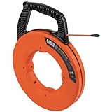 Klein Tools 56382 Non-Conductive Electrical Fish Tape, Multi-Groove Fiberglass Wire Puller, Optimized Housing and Handle, 50-Foot x 3/16-Inch