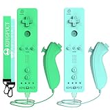 KDYGPDCT 2 Pack Wii Remote with Nunchuck,Wii Controller with 2 Nunchucks Compatible with Nintendo Wii/Wii U (Blue + Green)
