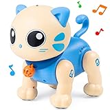 Marstone Robot Cat Toy for Boys and Girls 1 2 3 4+ Year Old, Interactive Remote Control Kitty Toys for Kids with Program, Music, Sound, LED, Little Toddler Gifts RC Pet for Birthday, Christmas, Xmas