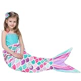 WERNNSAI Mermaid Tail Blanket - Plush Mermaid Wearable Blanket for Girls Teens All Seasons Soft Flannel Snuggle Blanket Mermaid Scale Sleeping Bag 55' x 24' (Pink)