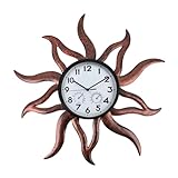HOBYLUBY 26'' Large Outdoor Clock Retro, Sun Outdoor Wall Clock with Thermometer & Humidity Silent Non-Ticking Outside Clock Waterproof for Patio, Living Room, Kitchen