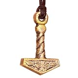 Norse Tradesman Thor's Hammer Necklace - Solid Brass Mjolnir Pendant with Adjustable Genuine Leather Cord