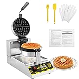 Dyna-Living Belgian Waffle Maker Commercial Intelligent Round Waffle Maker Rotating 180° Nonstick Flip Waffle Iron Machine Professional Commercial Waffle Maker for Restaurant 110V 1250W