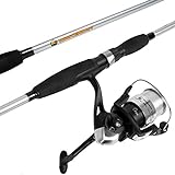 Wakeman Fishing Rod and Reel Combo - 2pc Strike Series Medium Action 78-Inch Spinning Reel Fishing Pole - Fishing Gear for Bass and Trout, 6'6', Silver Metallic