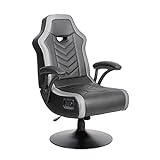 X Rocker Prism 2.1 RGB LED Lights Video Gaming Lounging Pedestal Chair, with Headrest Mounted Speakers, Wireless Audio, Lumbar Support, Armrest, Foldable, 5152401, 33' x 25' x 45', Black and Gray