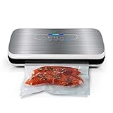 NutriChef PKVS Sealer | Automatic Vacuum Air Sealing System Preservation w/Starter Kit | Compact Design | Lab Tested | Dry & Moist Food Modes | Led Indicator Lights, 12', Silver