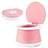 Portable Potty for Kids Toddlers Foldable Children's Portable Toilet Potty Chair Toddlers Training Toilet Seat Emergency Toilet for Car Camping Outdoor indoor (Pink)