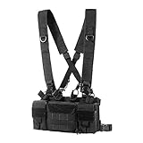OneTigris Tactical Chest Rig with 5.56/7.62 Rifle Mag Pouches Pistol Mag Pouches and X Harness for Airsoft Shooting Wargame Paintball (Solid Black)