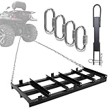 7Penn Drag Grader Driveway Harrow ATV Pull Behind Plow - 4ft Lawn Leveling Rake Gravel Driveway Drag Grader for Riding Mower Yard Tractor with 6ft Chains - ATV Farming and Landscape Accessories