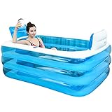 Gweaty XL Blue Color Inflatable Bathtub Plastic Portable Foldable Bathtub Soaking Bathtub Home SPA Bath, 160x120x60cm