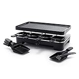 GreenLife Raclette Indoor Tabletop Grill, Healthy Ceramic Nonstick, 2-in-1 Grill and Griddle, 8 Square Nonstick Pans, Adjustable Temperature Control, Easy Indicator Light, PFAS-Free, Black