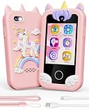 dancingcow Kids Smart Phone, Unicorn Toys for Girls Ages 3-8 Years Old, Touchscreen Toddler Play Phone with MP3 Music Player Dual Camera Puzzle Games 8GB SD Card, Birthday Gifts for Girl