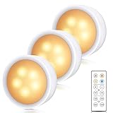 Puck Lights with Remote Control, Laliled Battery Operated Lights, LED Under Cabinet Lighting, Under Counter Lighting, Closet Lights, Stick On Lights, Push Light (3pack)