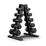 Epic Fitness 150-Pound Premium Hex Dumbbell Set with Heavy Duty A-Frame Rack