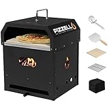 PIZZELLO Outdoor Pizza Oven 4 in 1 Wood Fired 2-Layer Detachable Outside Ovens With Pizza Stone, Pizza Peel, Cover, Cooking Grill Grate, Pizzello Gusto
