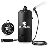 Dr. Prepare Portable Camping Shower, 4 Gallons/15L Outdoor Electric Camp Shower with Rechargeable Air Pump, Upgraded Screw Lid, Two Spray Modes, Solar Shower for Beach, Camping, Hiking Trip