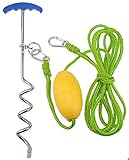 Screw Anchor System for Small Boats, PWC, Kayak,Canoes,Paddle Boards (SUP)| Sand Spike - Includes 16-Foot Anchor Line, Float and Clip (Medium)