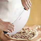 Pizza Cutter Knife 20' w/Non-Slip Handle, Professional Commercial Sharp Stainless Steel Pizza Rocker, High Carbon Large Pie Bread Slicer, Premium Pizza Oven Accessories, Dishwahser Safe