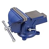 6' Heavy Duty Bench Vise, Pipe Vise Bench Vices with Anvil Swivel Table Top Clamp Locking Base, Double Swivel Rotating Vise Head& Body Rotates 360°(Blue)