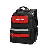 WORKPRO 29-Pocket Heavy-Duty Tool Backpack with Rubber Feet, Padded Back, Perfect Storage & Organizer for Electricians, Plumbers, Contractors, HVAC, W081131A