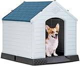 BestPet 32Inch Large Dog House Insulated Kennel Durable Plastic Dog House for Small Medium Large Dogs Indoor Outdoor Weather & Water Resistant Pet Crate with Air Vents and Elevated Floor