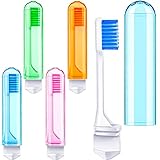 Patelai Travel Toothbrush Bulk Folding Mini Toothbrush with Toothbrush Case Soft Potable Travel Size Toothbrush Individually Wrapped Small Toothbrush for Travel Camping School(Bright Color, 4 Pieces)
