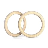 Double Circle 1.25 Inch Wood Gymnastics Rings for Bodyweight Training - Home Gym Workouts and Olympic Exercises - Slip Resistant Grip Strength - 32mm (Rings Only)