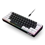 SNPURDIRI 60% Wired Gaming Keyboard, Small RGB Backlit Membrane Gaming Keyboard, Ultra-Compact Mini Waterproof Keyboard for PC Computer Gamer White and Black